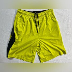 Reebok Athletic Shorts Neon Yellow Black Training Gym Mens M